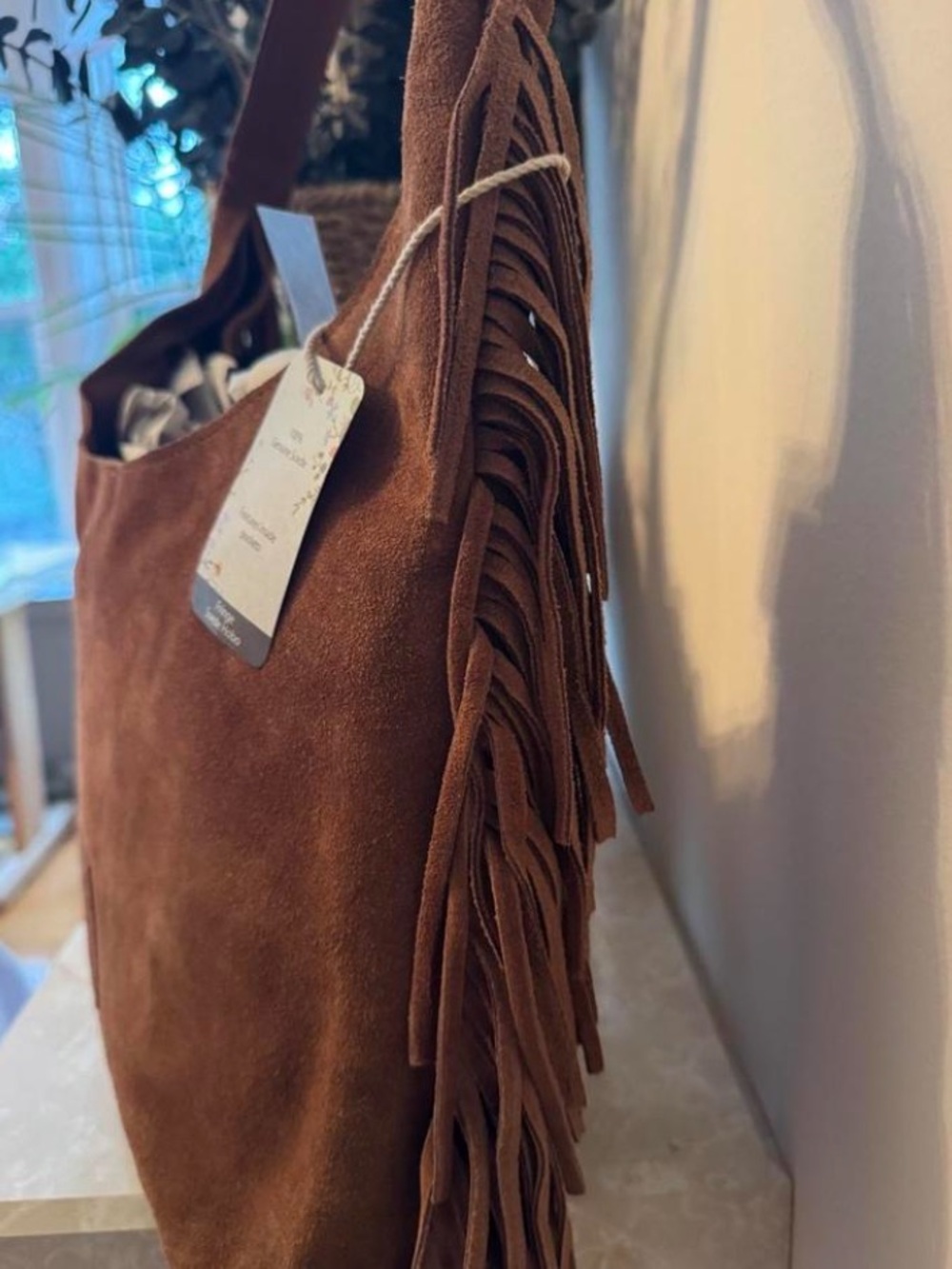 Suede Hobo Bag in Chestnut Brown - NWT, one size - Picture 8 of 9
